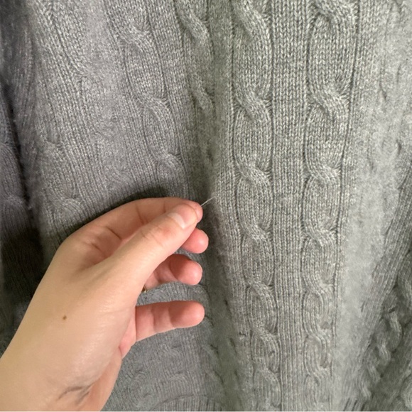 Ralph Lauren 100% Cashmere Grey Cable Knit Open Cardigan Size Medium - Picture 8 of 10